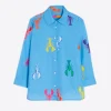 Mujer Vilagallo Camisa Algodon Estampado Langosta Multicolor