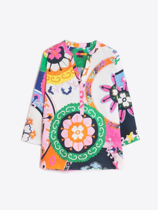 Mujer Vilagallo Camisa Algodon Satin Suzani Print