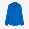 Mujer Vilagallo Camisa Azul Satinada