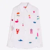 Mujer Vilagallo Camisa Bordada Algodon Rayas Blanca
