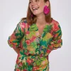 Mujer Vilagallo Camisa Ebba Tropical Print Voile