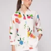 Mujer Vilagallo Camisa Flores 100% Lino