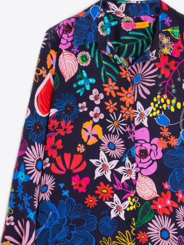 Mujer Vilagallo Camisa Fluida Estampado Flores