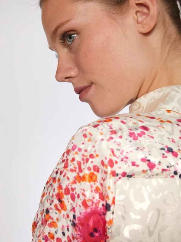 Mujer Vilagallo Camisa Fluida Jacquard Estampado Arte