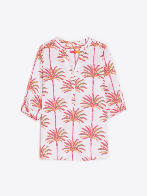 Mujer Vilagallo Camisa Francina Pink Palm Tree Print