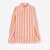 Mujer Vilagallo Camisa Ginger Orange Linen Stripes