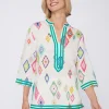 Mujer Vilagallo Camisa Kaftan Estampado Ikat 100% Lino