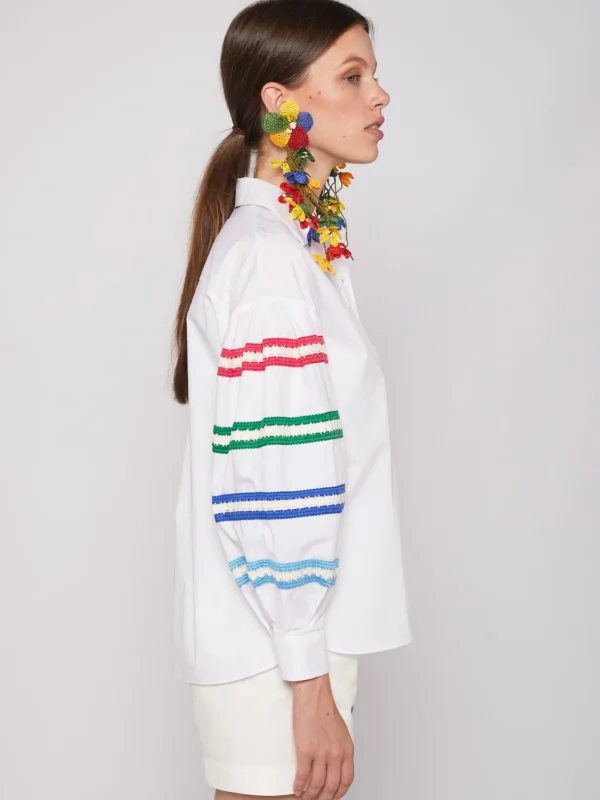 Mujer Vilagallo Camisa Mangas Abullonadas Popelin Blanco