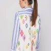 Mujer Vilagallo Camisa Rayas 100% Lino Espalda Estampada