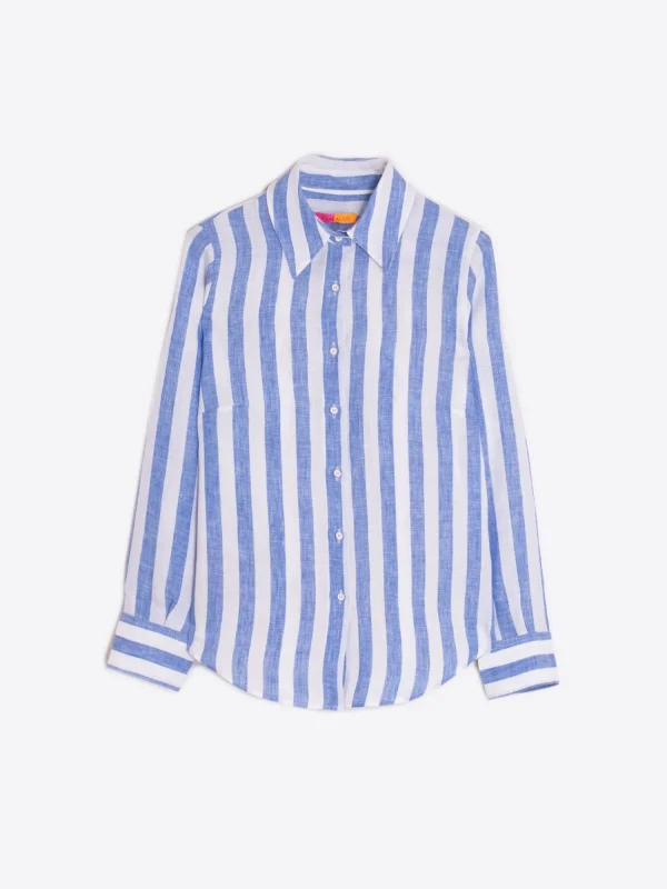Mujer Vilagallo Camisa Rayas 100% Lino Espalda Estampada