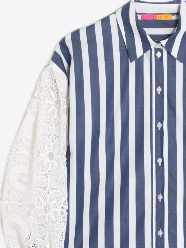 Mujer Vilagallo Camisa Rayas Mangas Guipour