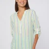 Mujer Vilagallo Camisa Rayas Neon Azul Verde