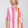 Mujer Vilagallo Camisa Rayas Rosa Naranja