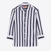 Mujer Vilagallo Camisa Sara Ecru Navy Stripe Knit