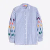 Mujer Vilagallo Camisa Vernen Emb Light Blue Stripe