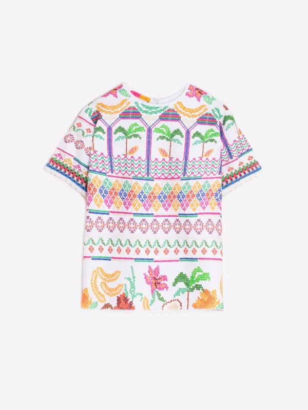 Mujer Vilagallo Camiseta Menorca Cross Stitch Print
