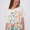Mujer Vilagallo Camiseta Nudo Delantero Sellos Jacquard