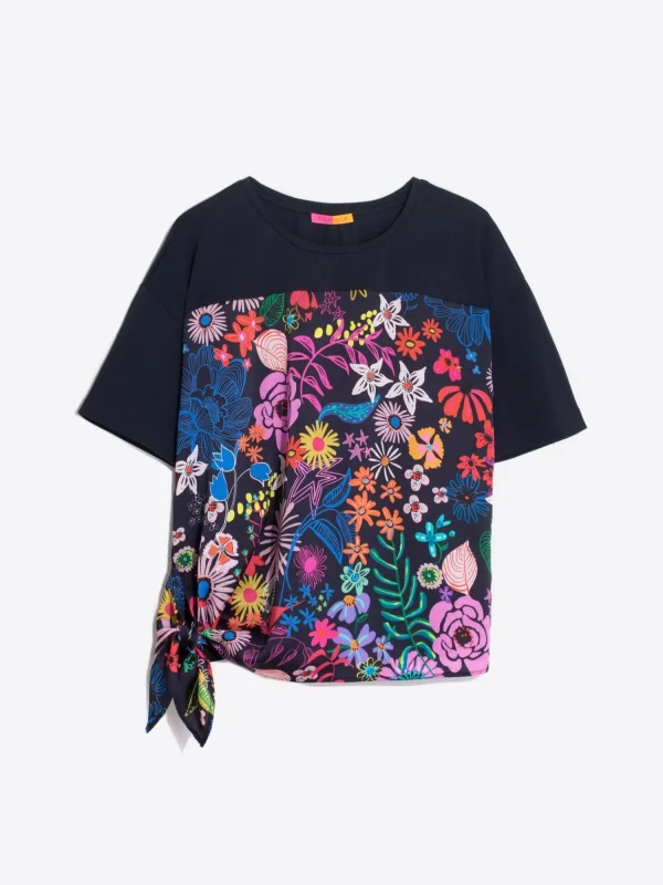 Mujer Vilagallo Camiseta Nudo Estampado Flores Pintadas