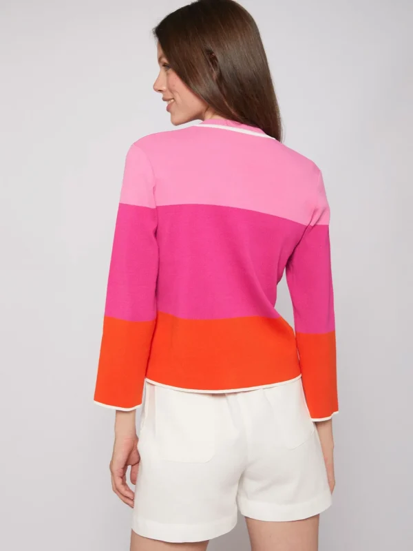 Mujer Vilagallo Cardigan Punto Tricolor Rosa Naranja