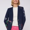 Mujer Vilagallo Chaqueta Bordada Punto Navy Perfect Fit