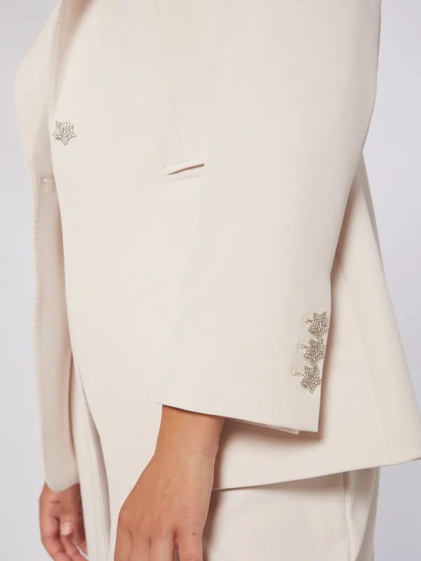 Mujer Vilagallo Chaqueta Crep Crudo Boton Joya