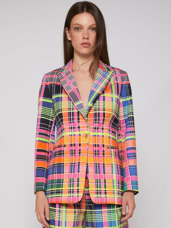 Mujer Vilagallo Chaqueta Cuadro Multicolour