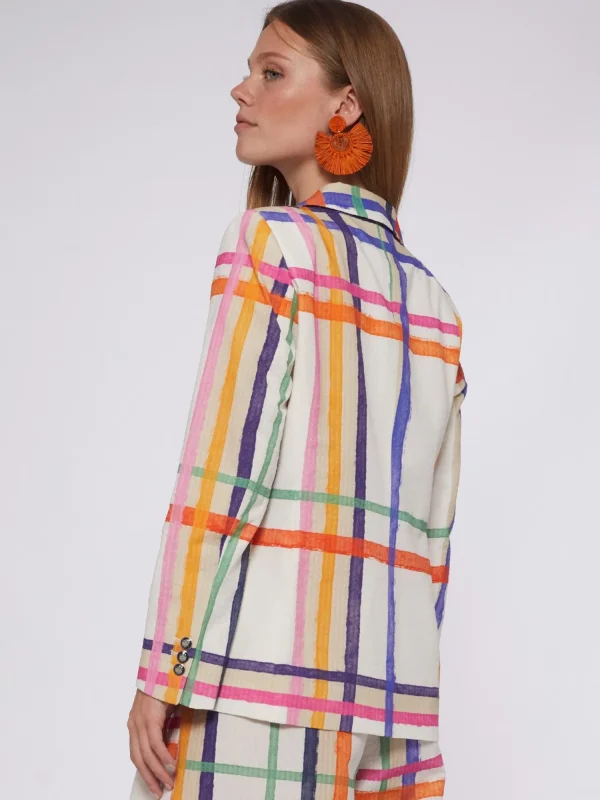 Mujer Vilagallo Chaqueta Seersucker Cuadros Watercolour