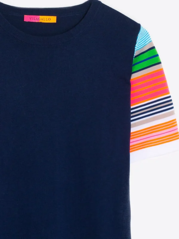 Mujer Vilagallo Jersey Navy Mangas Multicolour