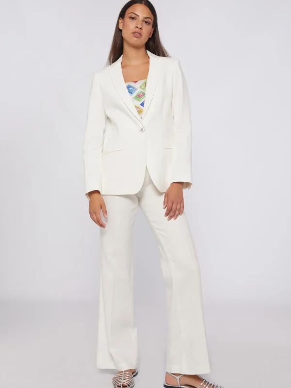 Mujer Vilagallo Pantalon Algodon Lino Blanco