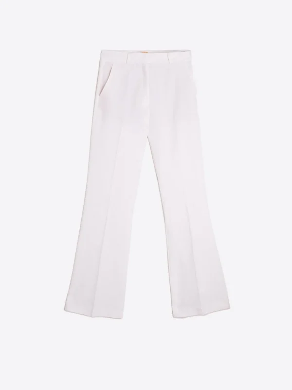 Mujer Vilagallo Pantalon Algodon Lino Blanco
