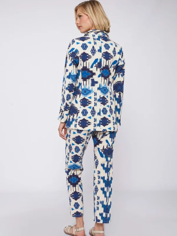 Mujer Vilagallo Pantalon Clarise Estampado Ikat Azul