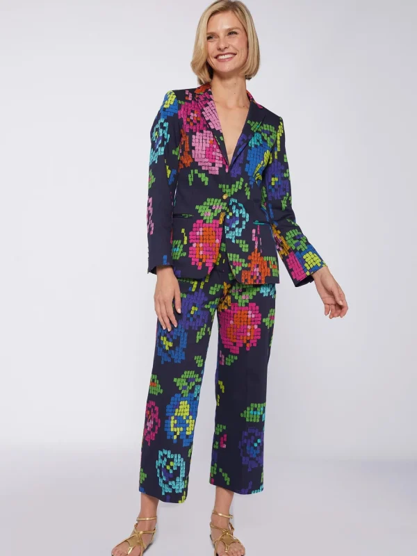 Mujer Vilagallo Pantalon Estampado Punto De Cruz