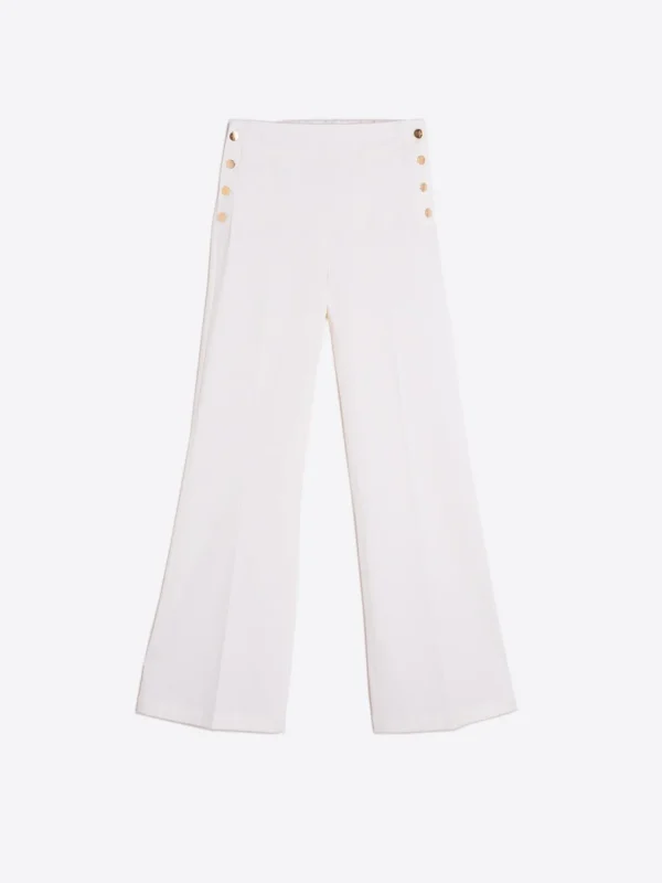 Mujer Vilagallo Pantalon Punto Blanco Botones Laterales Perfect Fit