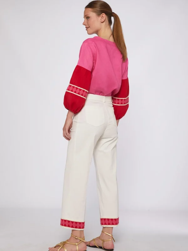 Mujer Vilagallo Pantalon Punto Blanco Con Pasaman Perfect Fit