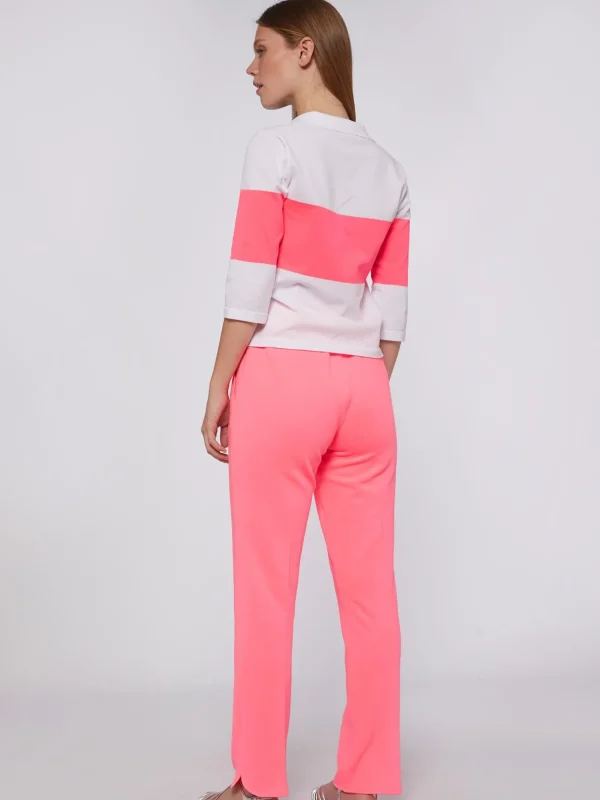 Mujer Vilagallo Pantalon Punto Rosa Fluor