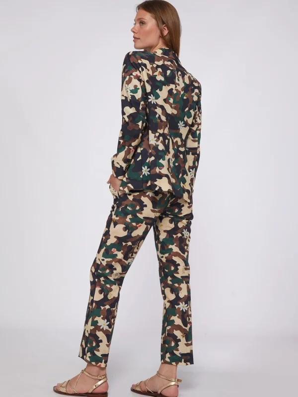 Mujer Vilagallo Pantalon Tiffany Camouflage Embroidery Print