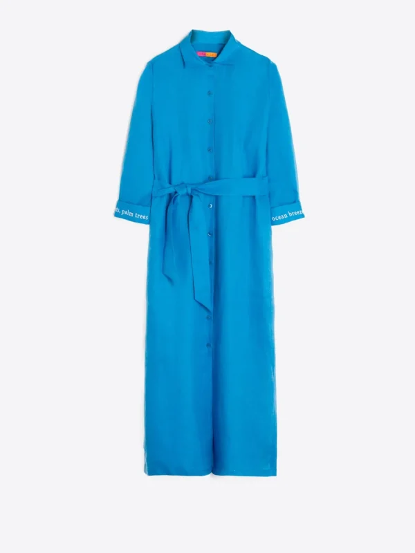 Mujer Vilagallo Vestido Camisero De Lino Detalle Bordado