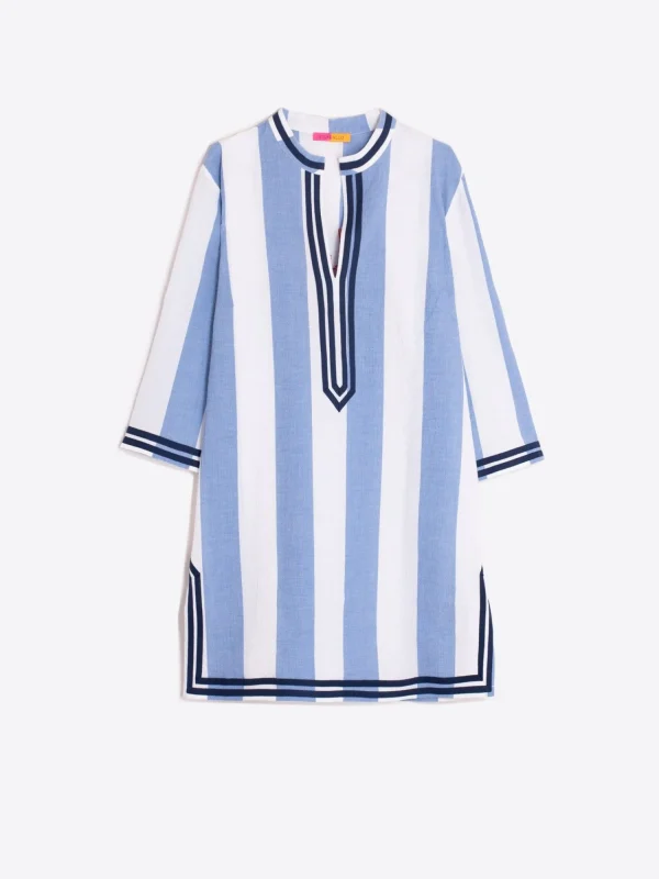 Mujer Vilagallo Vestido Kaftan Rayas Bordado Langosta