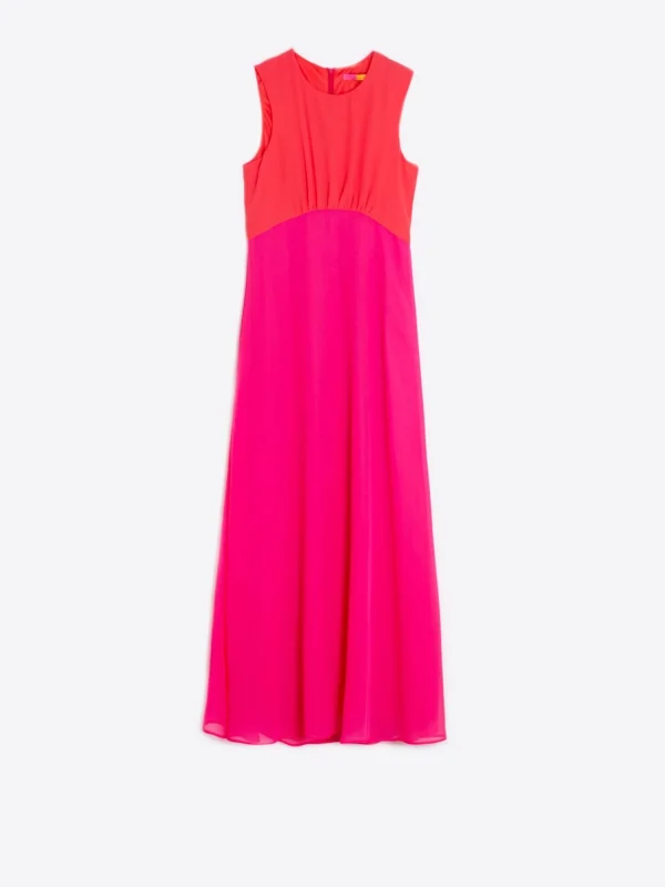 Mujer Vilagallo Vestido Largo Chiffon Rosa Naraja