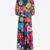 Mujer Vilagallo Vestido Largo Lentejuelas Maxi Flowers