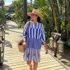 Mujer Vilagallo Vestido Lino Rayas Tropical