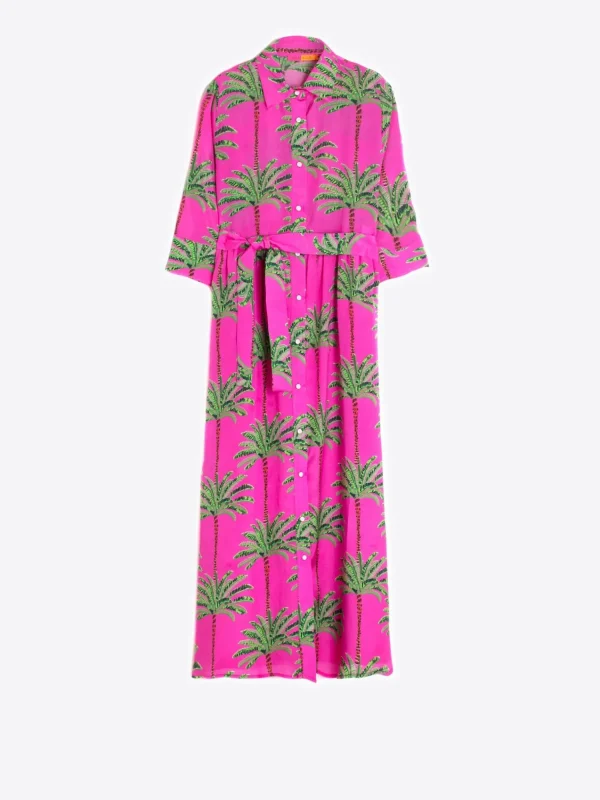 Mujer Vilagallo Vestido Natalia Pink Palm Tree