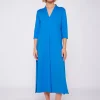 Mujer Vilagallo Vestido Punto Azul Santinado