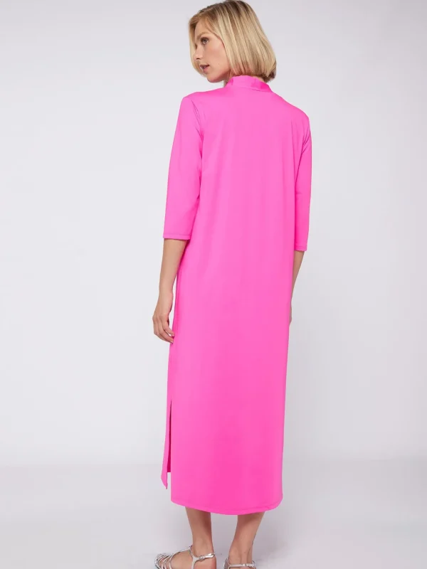 Mujer Vilagallo Vestido Punto Elastico Rosa Fluor