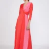 Mujer Vilagallo Vestido Punto Largo Satinado Bicolor