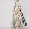 Mujer Vilagallo Vestido Rayas Contraste Midi
