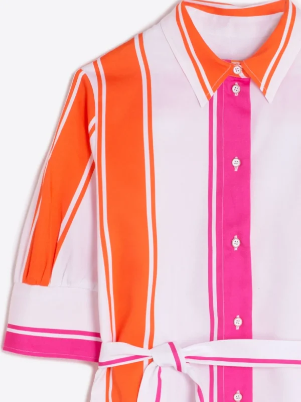 Mujer Vilagallo Vestido Rayas Rosa Naranja
