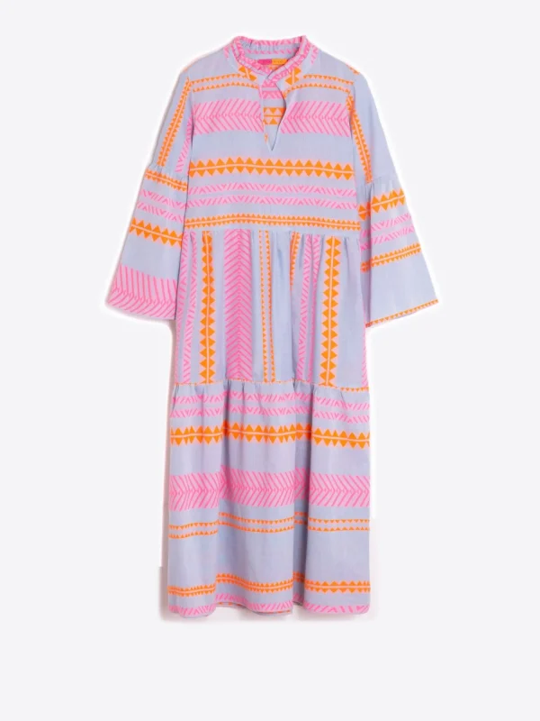 Mujer Vilagallo Vestido Volante Jacquard Milos Fluor